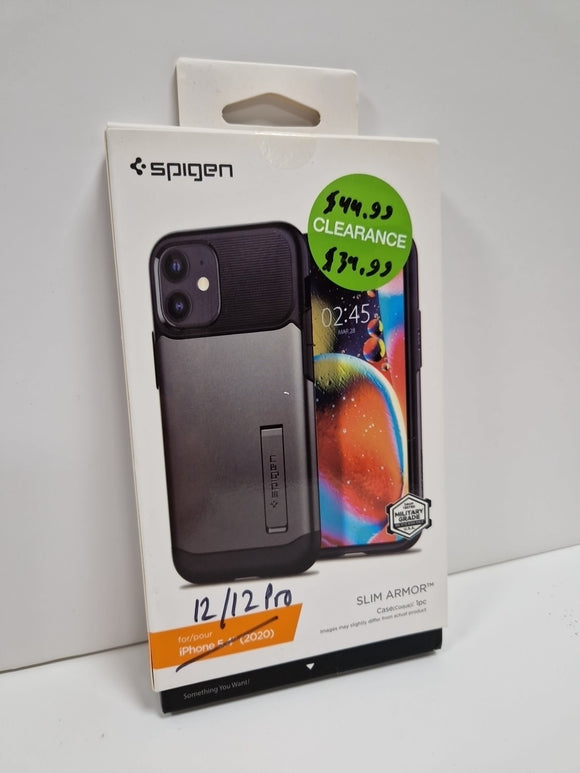 Spigen iPhone 12 / 12 Pro Case Slim Armor Protective Kickstand Back Gunmetal