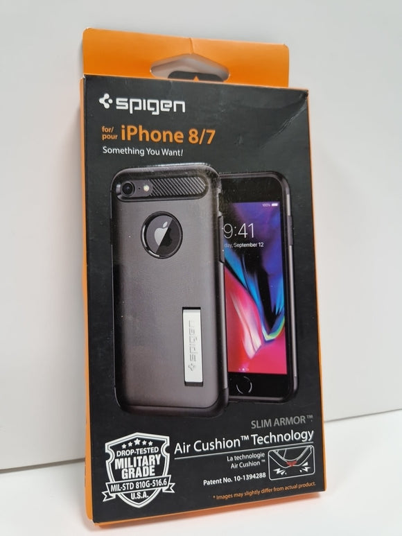 Spigen iPhone 8 / 7 Case Slim Armor Protective Kickstand Back Cover Gunmetal