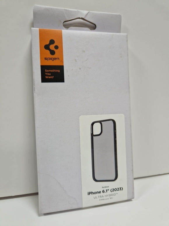 Spigen iPhone 15 Ultra Hybrid Back Case Frost Black Clear Cover RRP £26