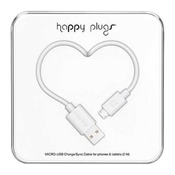 Happy Plugs Lightning Charge/Sync Cable 2M/6FT - White