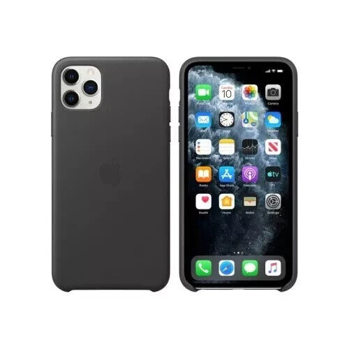 Official Apple iPhone 11 Pro Max Case Leather Back Cover Black MX0E2ZM/A