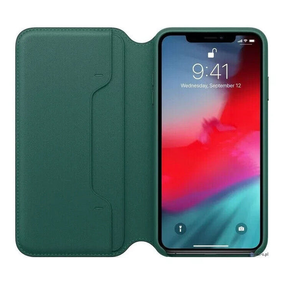 Official Apple iPhone XS Max Folio Flip Case Cover Leather Forest MRX42ZM/A