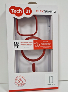 Tech21 iPhone 14 Pro Case MagSafe FlexQuartz Back Cover Clear / Ruby Red