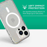 Tech21 iPhone 14 Pro Case Evo Sparkle MagSafe Back Cover Clear / Radiant Glitter