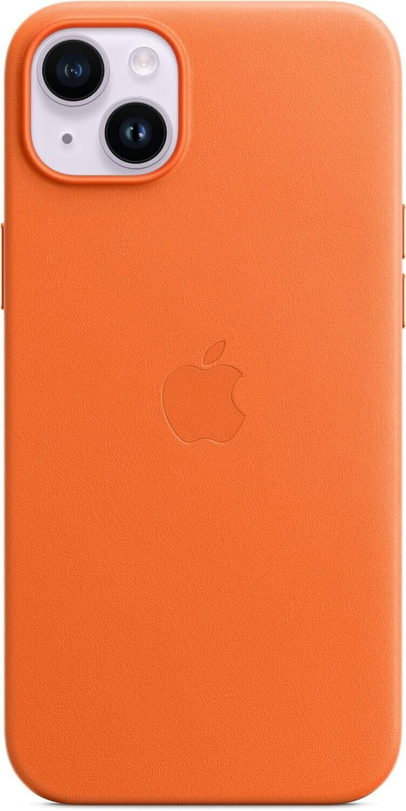 Official Apple iPhone 14 Plus Case Leather MagSafe Orange MPPF3ZM/A - Open Box