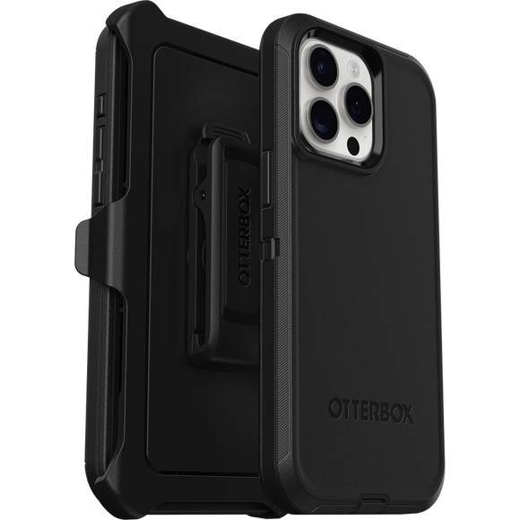 OtterBox iPhone 15 Pro Max Defender Case Screenless Edition Rugged With Holster Black
